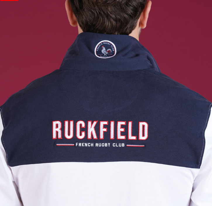 Polo manches longues Ruckfield, blanc et bleu marine, collection French