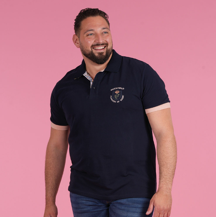 Polo manches courtes Ruckfield, bleu marine, collection Flowers of Rugby