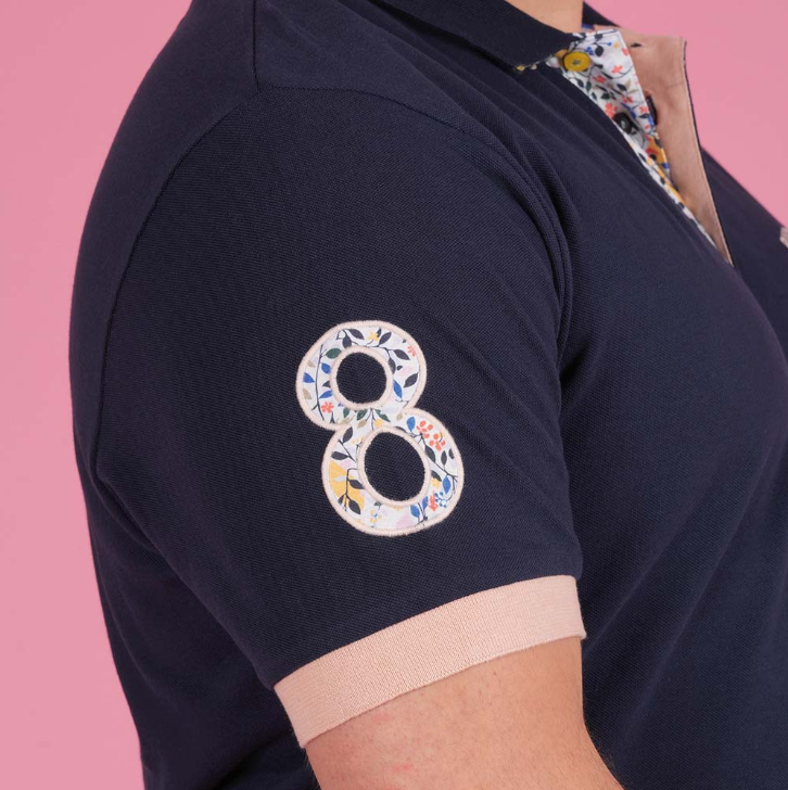 Polo manches courtes Ruckfield, bleu marine, collection Flowers of Rugby