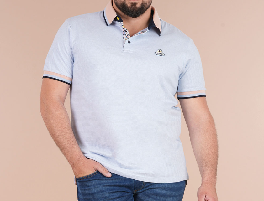 Polo manches courtes Ruckfield, bleu clair, collection Flowers of Rugby