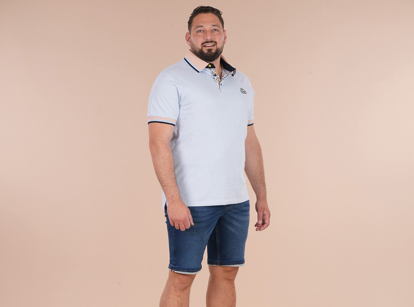 Polo manches courtes Ruckfield, bleu clair, collection Flowers of Rugby