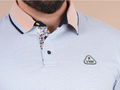 Polo manches courtes Ruckfield, bleu clair, collection Flowers of Rugby