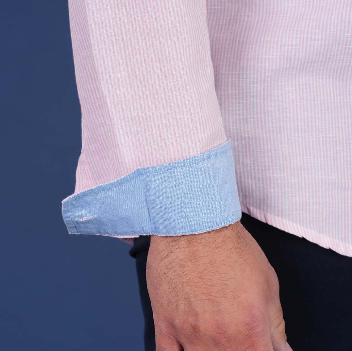 Chemise manches longues Ruckfield, Rose et blanches à rayures