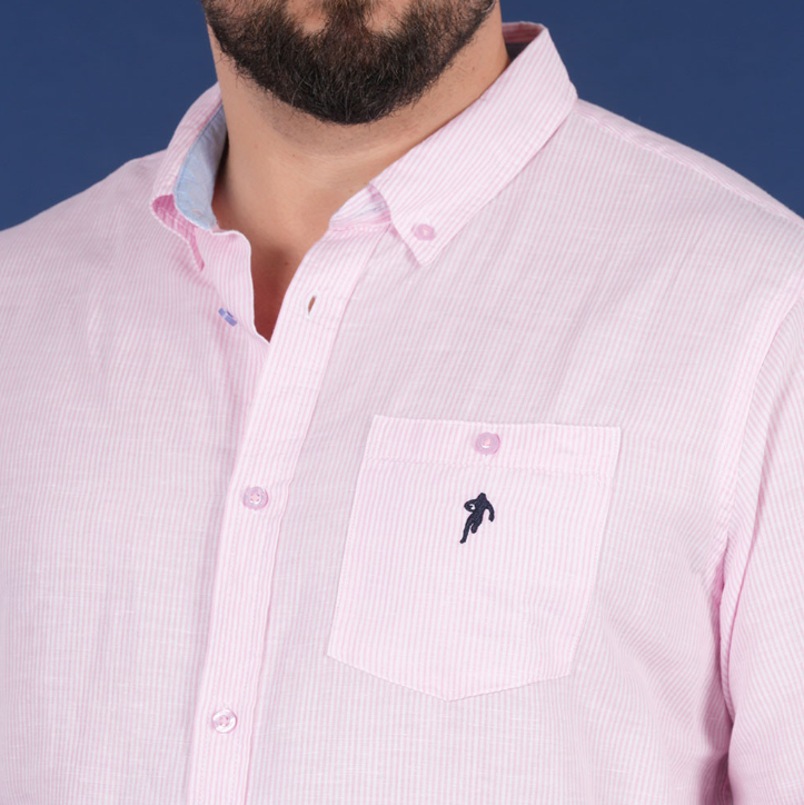 Chemise manches longues Ruckfield, Rose et blanches à rayures