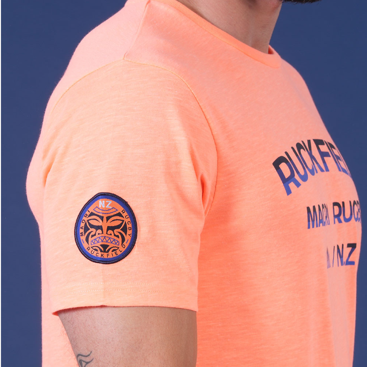 T-shirt manches courtes, Ruckfield, orange vif, collection Maori