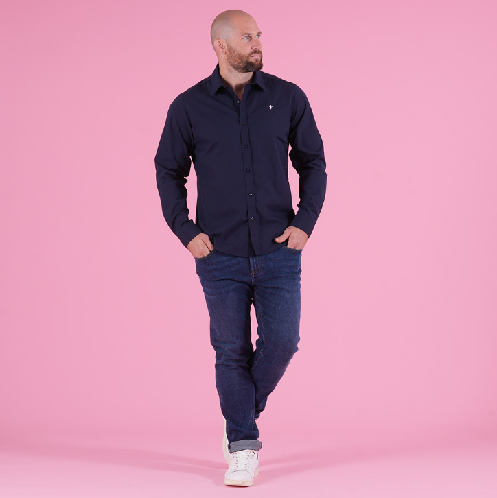 Chemise no-iron à manches longues Ruckfield essentiel bleu marine