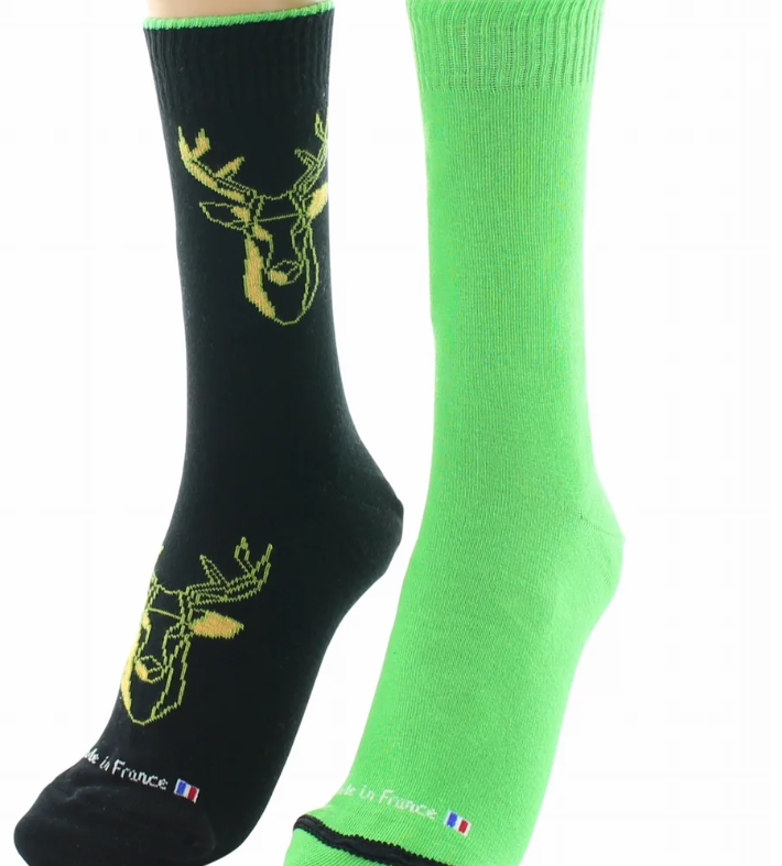 Chaussettes Dagobert, Réversibles, Cerf