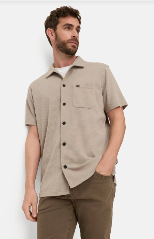 Chemise Camel Active, manches courtes, beige