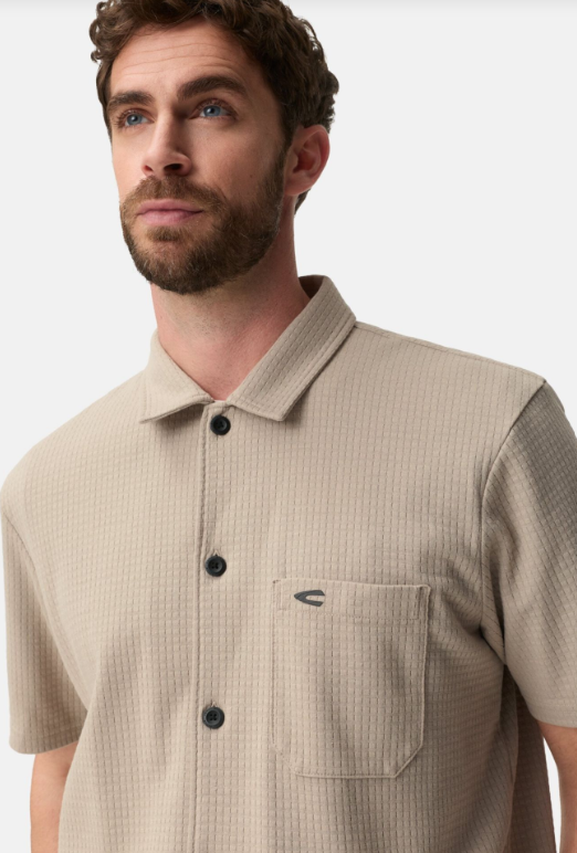 Chemise Camel Active, manches courtes, beige