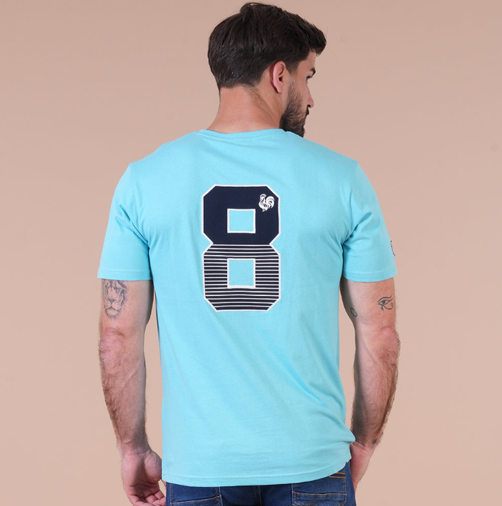 T-shirt à manches courtes Ruckfield French rugby club bleu turquoise