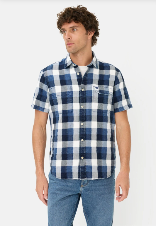 Chemise manches courtes Camel Active, carreaux bleu