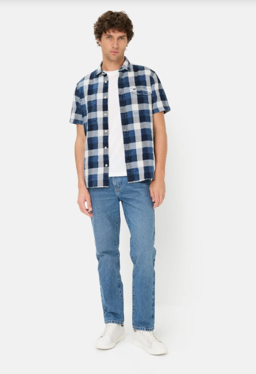 Chemise manches courtes Camel Active, carreaux bleu
