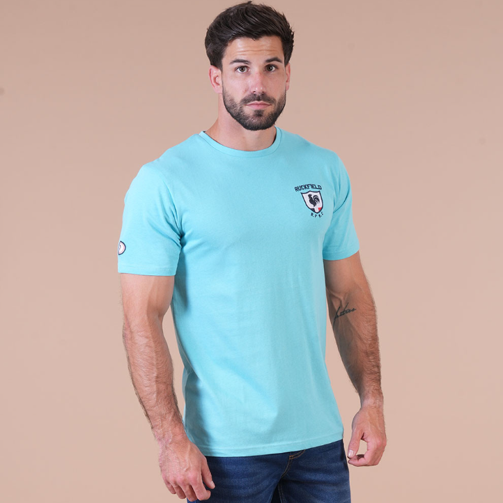 T-shirt à manches courtes Ruckfield French rugby club bleu turquoise
