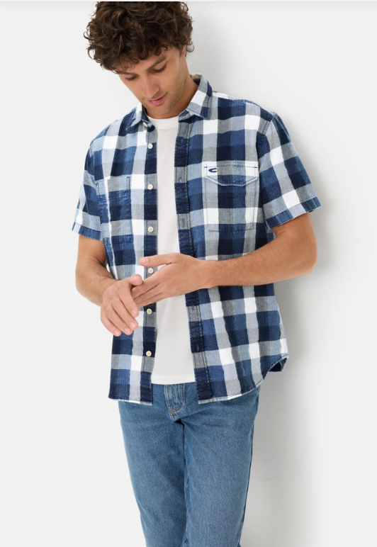 Chemise manches courtes Camel Active, carreaux bleu