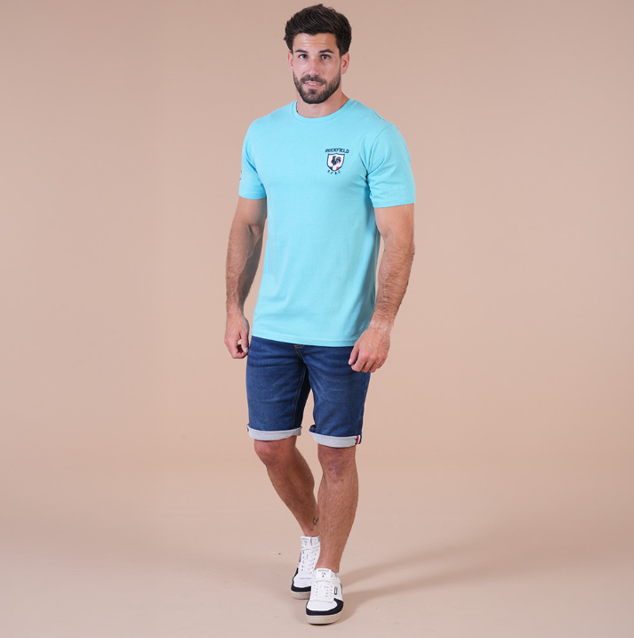 T-shirt à manches courtes Ruckfield French rugby club bleu turquoise