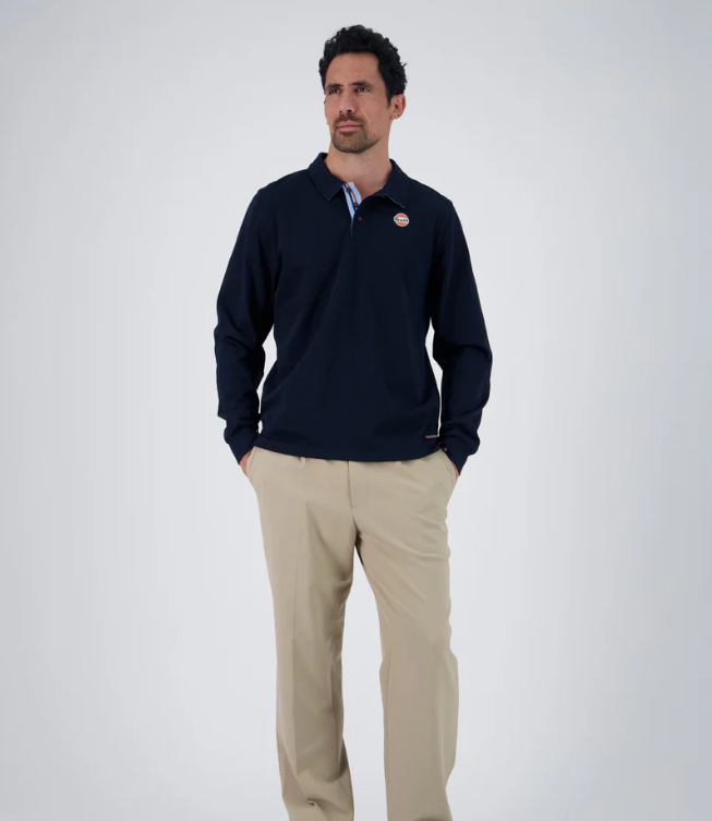 Polo manches longues Gulf, marine