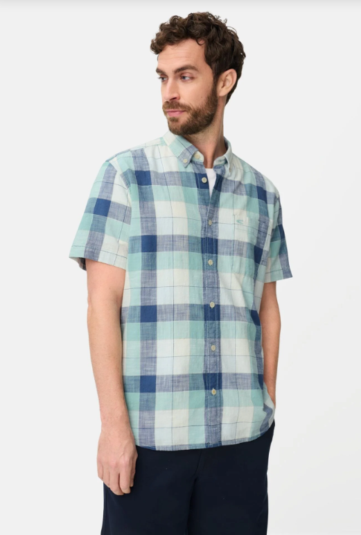Chemise manches courtes Camel Active, carreaux, nuances de bleu