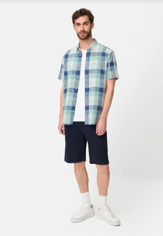 Chemise manches courtes Camel Active, carreaux, nuances de bleu