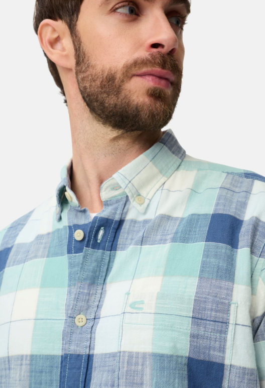 Chemise manches courtes Camel Active, carreaux, nuances de bleu